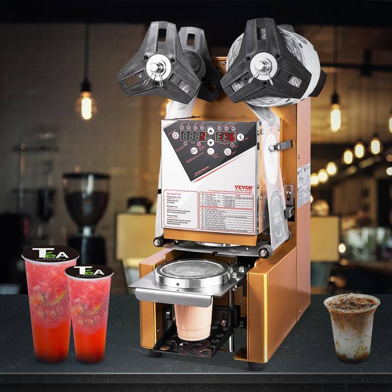 Cup Sealing Machine 500-650 Cups/H for 190 mm Tall and 90/95 mm Cup Automatic Cup Food Vacuum Sealer WITHLCD Panel, Gold - Cheap Abt