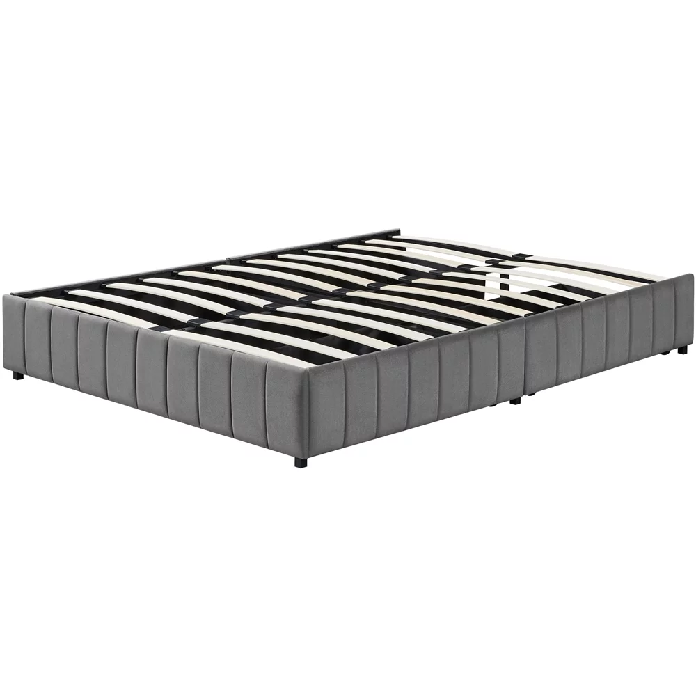 Topeakmart Queen Size Upholstered Storage Bed with 4 Storage Drawers, Dark Gray - Cheap Abt