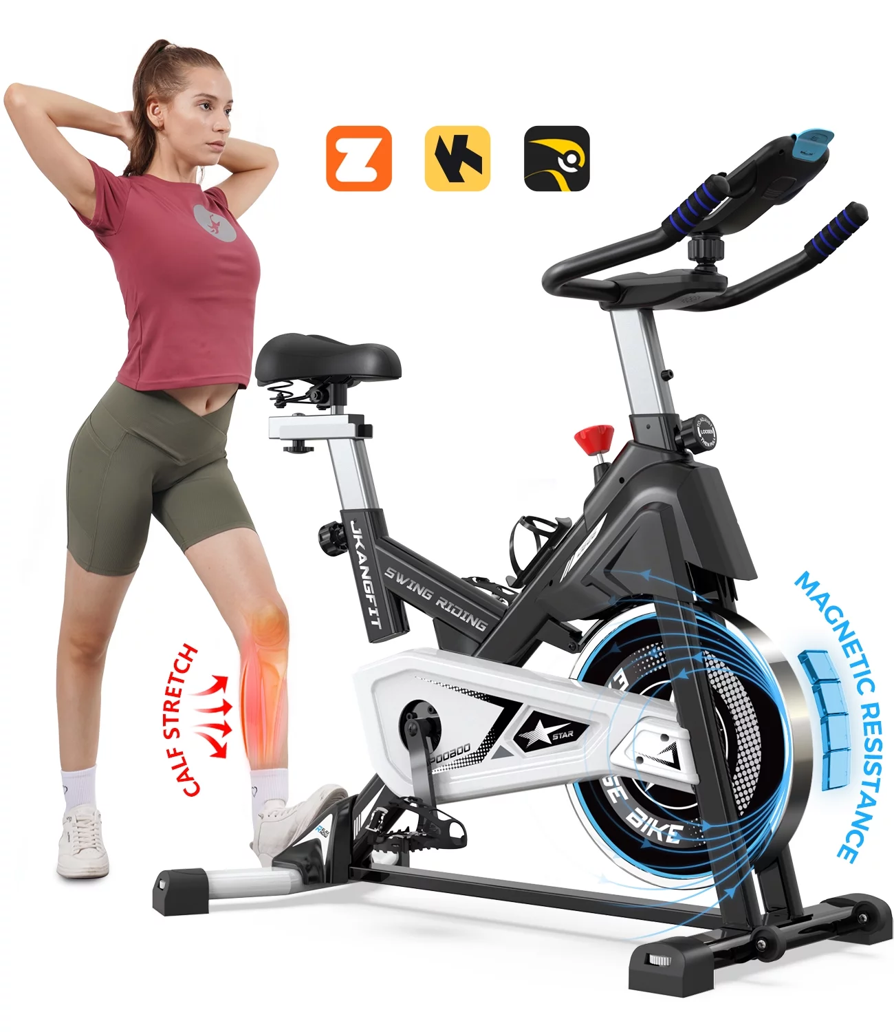 Pooboo Bluetooth Magnetic Exercise Bike Indoor Cycling Bike Stationary with Heavy-duty Flywheel for Home Cardio Workout 350Lbs - Cheap Abt