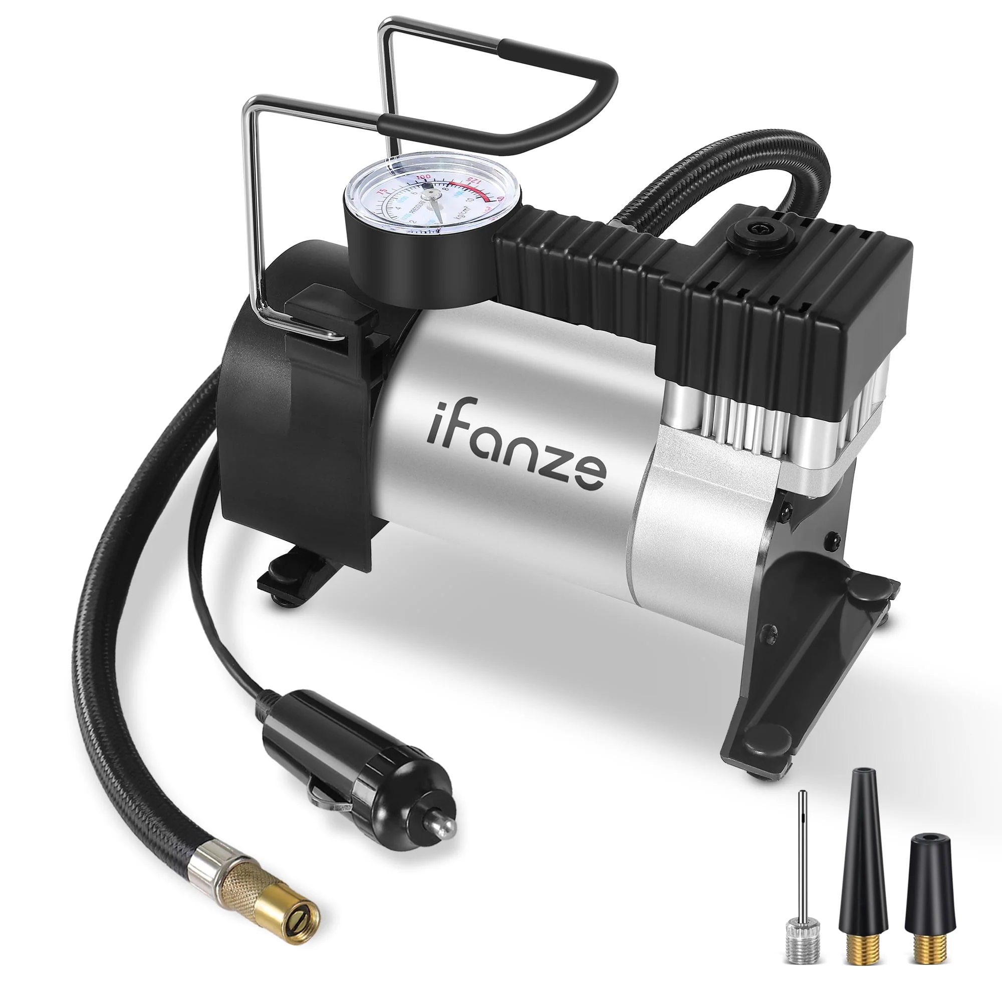 iFanze Tire Inflator Portable Air Compressor Pump DC 12V Tire Inflator for Car, Air Pumps with Mechanical Pressure Gauge for Car, Bicycle, Motorcycle, Basketball - Cheap Abt