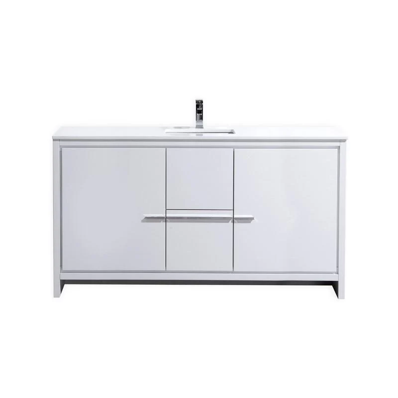KubeBath Dolce 60 in. Modern Bathroom Vanity with White Quartz Counter Top - High Gloss White, AD660SGW - Cheap Abt