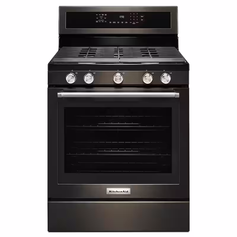 5.8 cu. ft. Gas Range with Self-Cleaning Oven in PrintShield Black Stainless - Cheap Abt