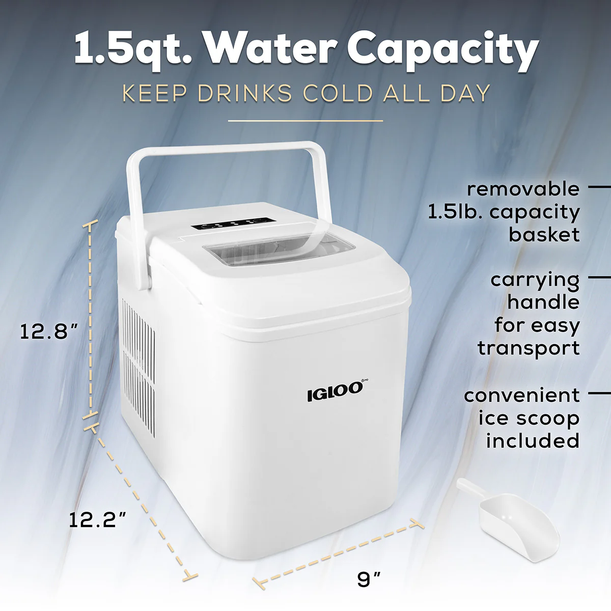 IGLOO® 26-Pound Automatic Self-Cleaning Portable Countertop Ice Maker Machine With Handle, White - Cheap Abt