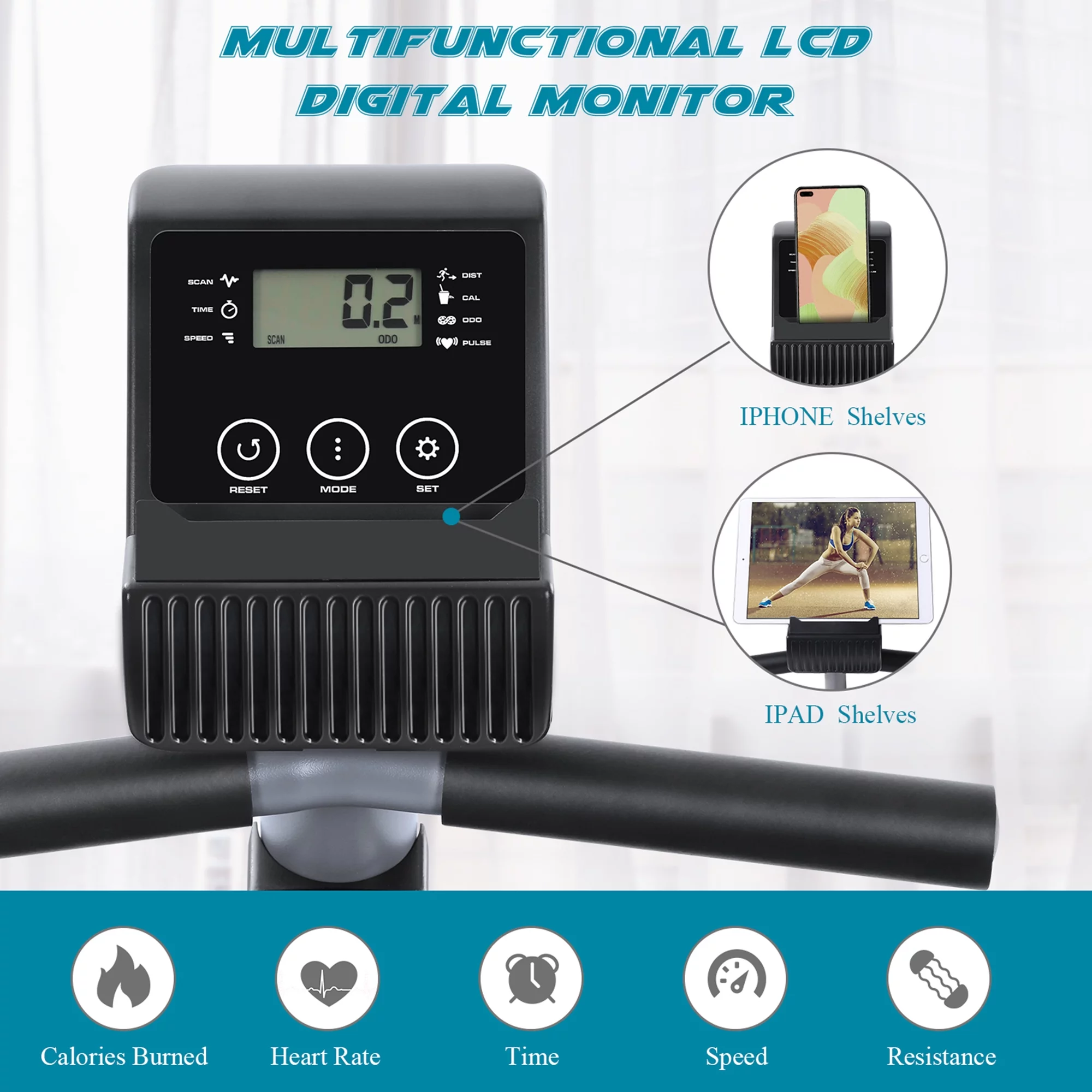 MARNUR Recumbent Exercise Bike with 8 Levels Adjustable Resistance, LCD Monitor, Pad Holder, Wheels - Cheap Abt