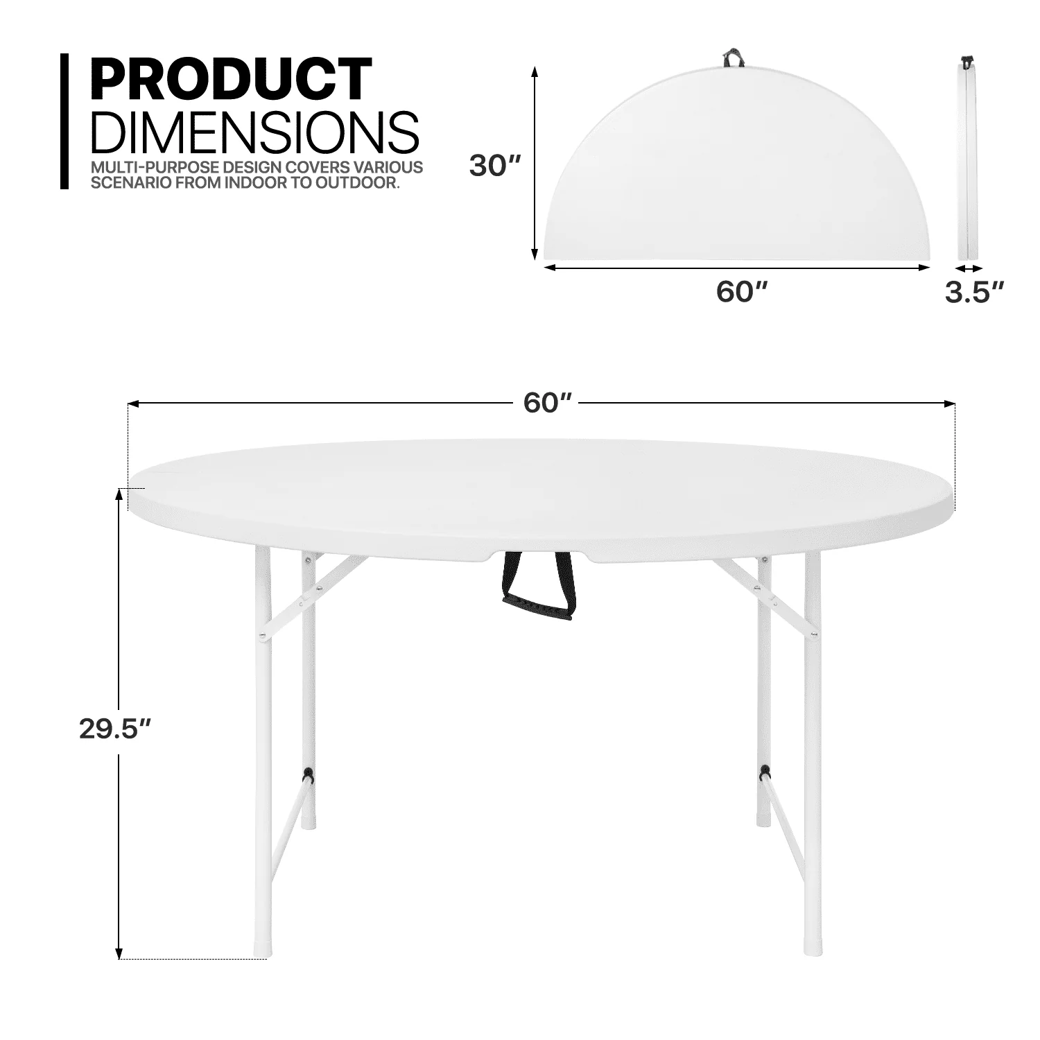 MoNiBloom 11 Pieces 5 Ft White Indoor Outdoor Plastic Card Table and Chair Set Folding Dining Table w/Handle Picnic Desk - Cheap Abt