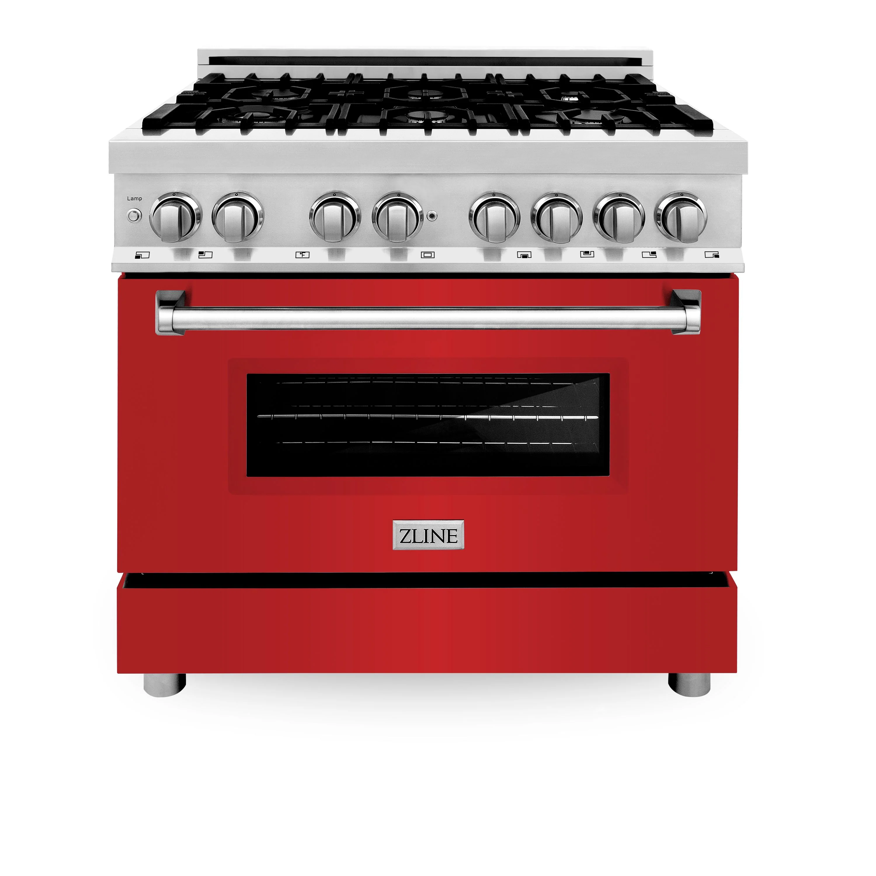 ZLINE 36 in. Professional Gas Burner/Electric Oven Stainless Steel Range with Red Matte Door, RA-RM-36 - Cheap Abt
