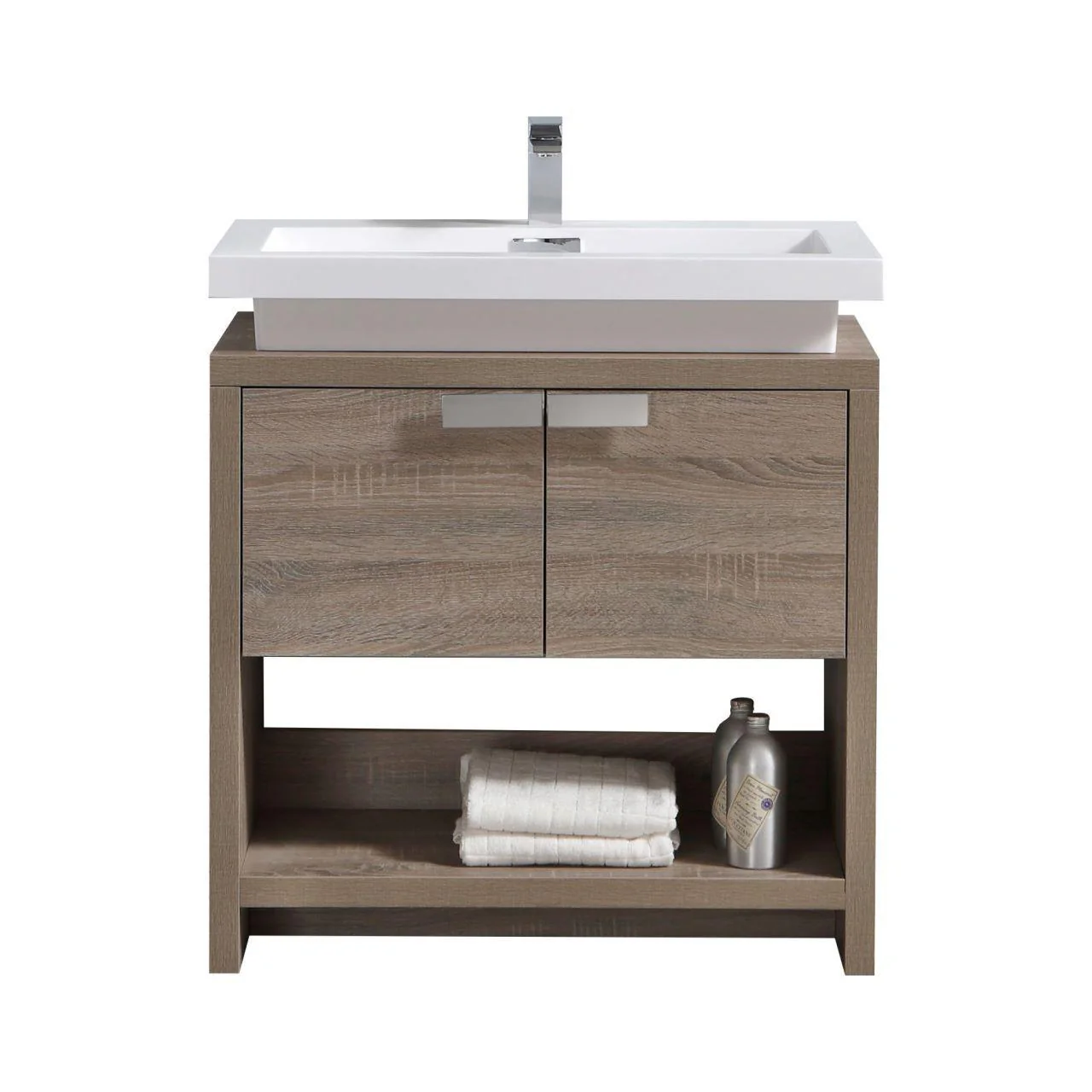 KubeBath Levi 32 in. Modern Bathroom Vanity w/ Cubby Hole - Havana Oak, L800CO - Cheap Abt