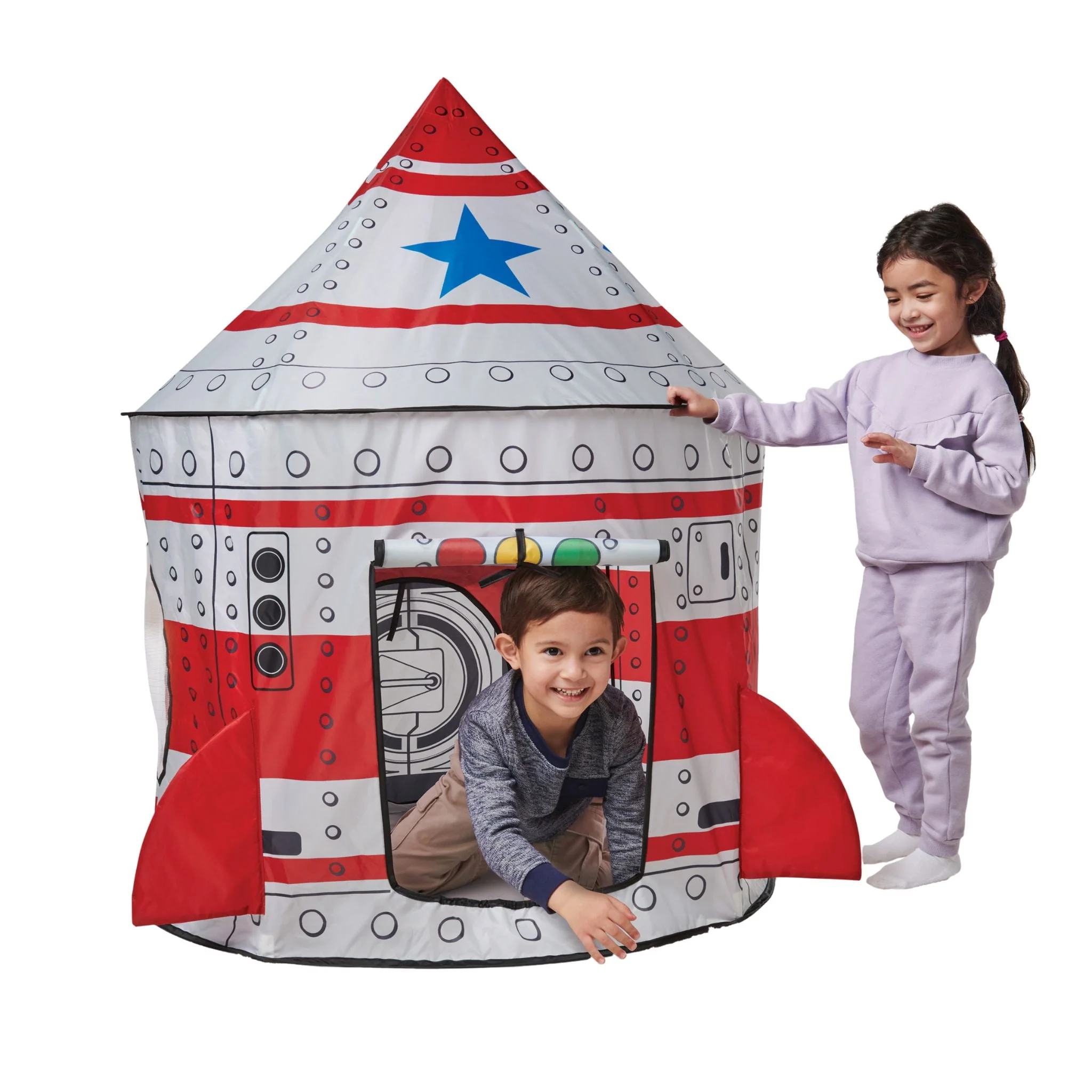 Play Day Space Rocketship Tent, Indoor Fabric Playhouse, for Young Children Ages 3+ - Cheap Abt