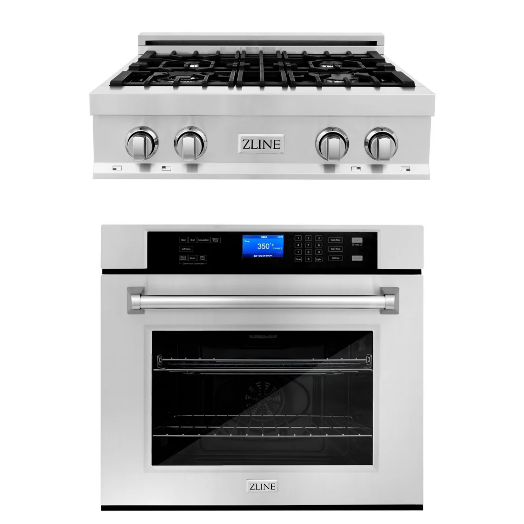 ZLINE 30 in. Self-Cleaning Wall Oven and 30 in. Rangetop Appliance Package, 2KP-RT30-AWS30 - Cheap Abt