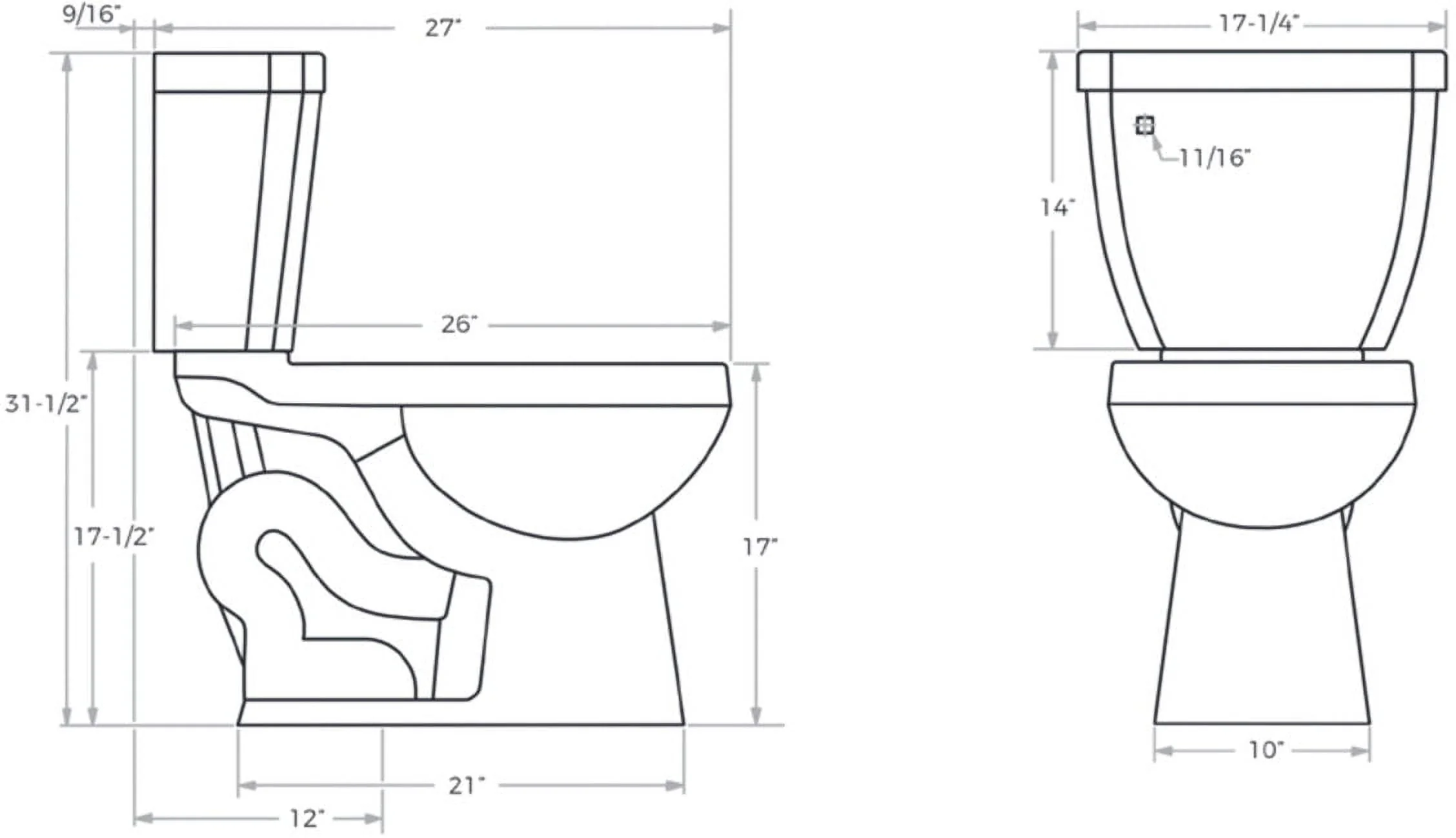 Miseno HiEff Toilet w/Round Chair Height Bowl W MNO1500C - Cheap Abt