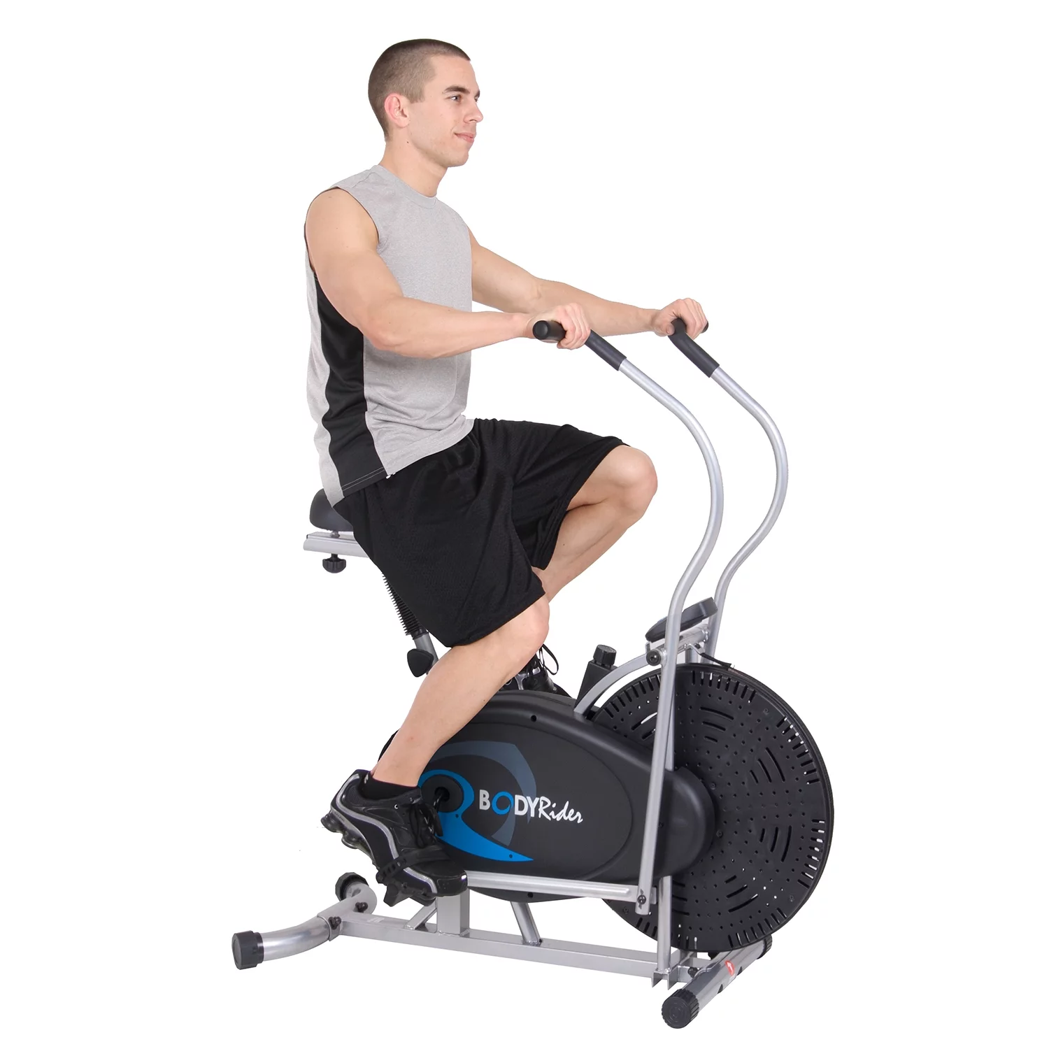 Body Flex Sports BRF650 Body Rider Upright Gel Seat Fan Bike with Looped Pedals - Cheap Abt