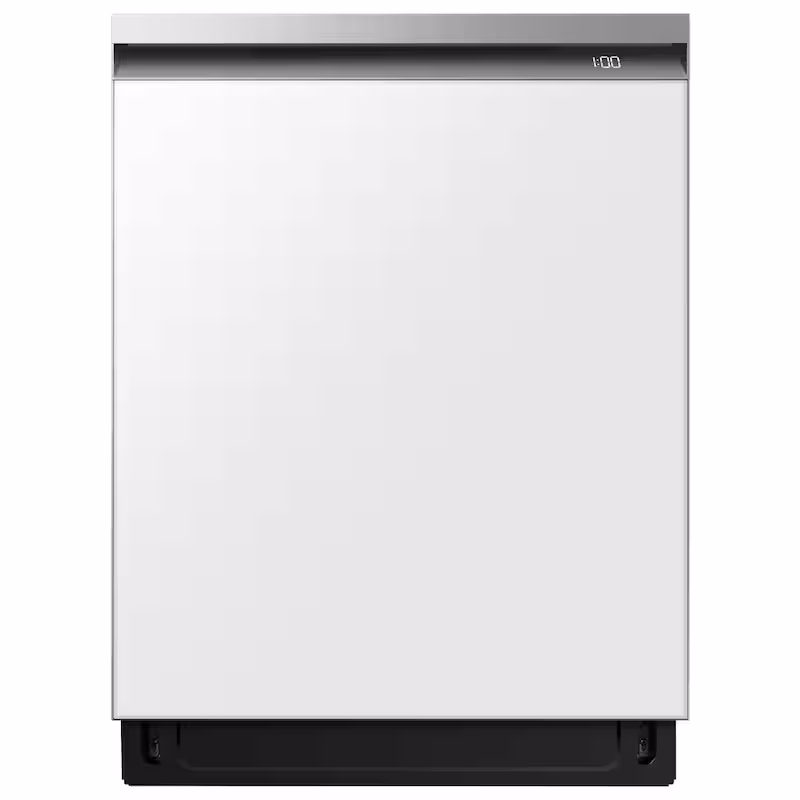 Bespoke 24 in White Glass Top Control Smart Built-In Tall Tub Dishwasher with Stainless Steel Tub and AutoRelease, 42dBA - Cheap Abt