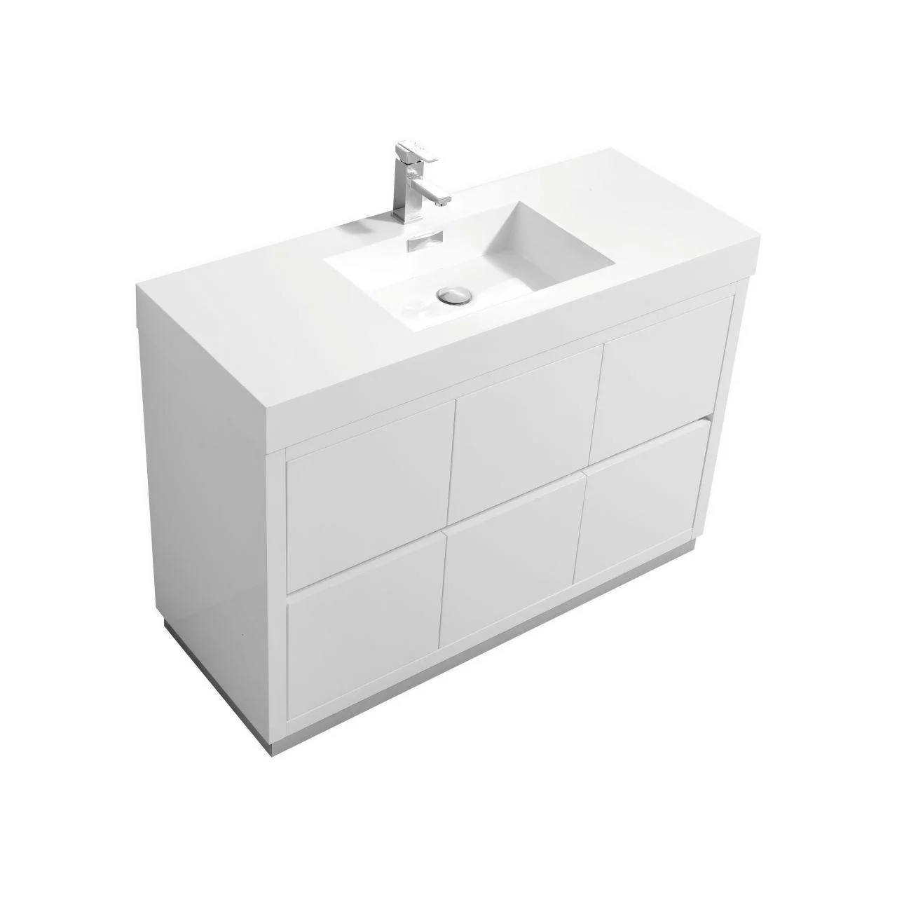KubeBath Bliss 48 in. Free Standing Modern Bathroom Vanity - High Gloss White, FMB48-GW - Cheap Abt