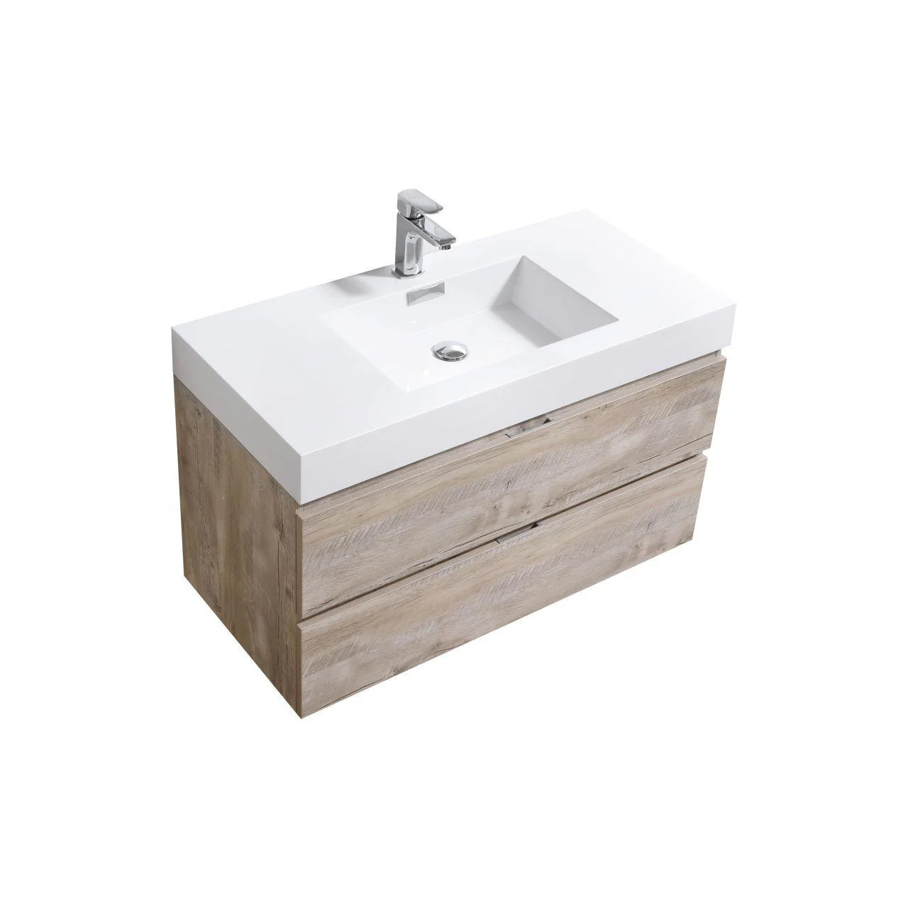 Bliss 40 in. Wall Mount Modern Bathroom Vanity - Nature Wood - Cheap Abt