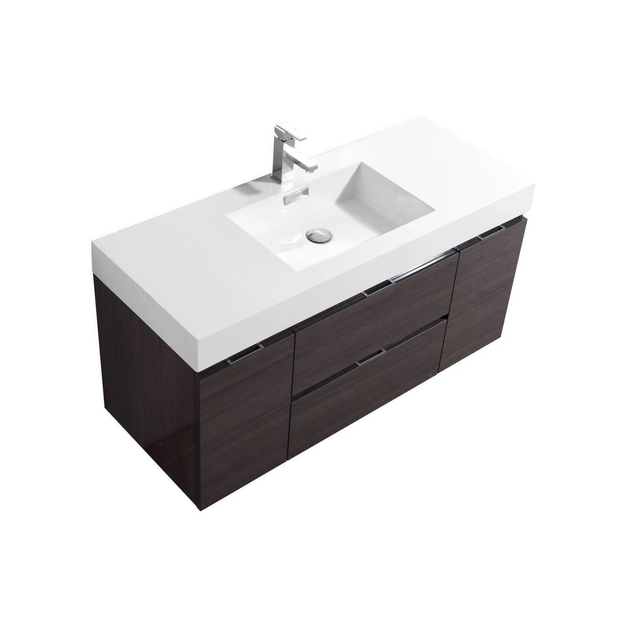 Bliss 48 in. Wall Mount Modern Bathroom Vanity - High Gloss Gray Oak - Cheap Abt