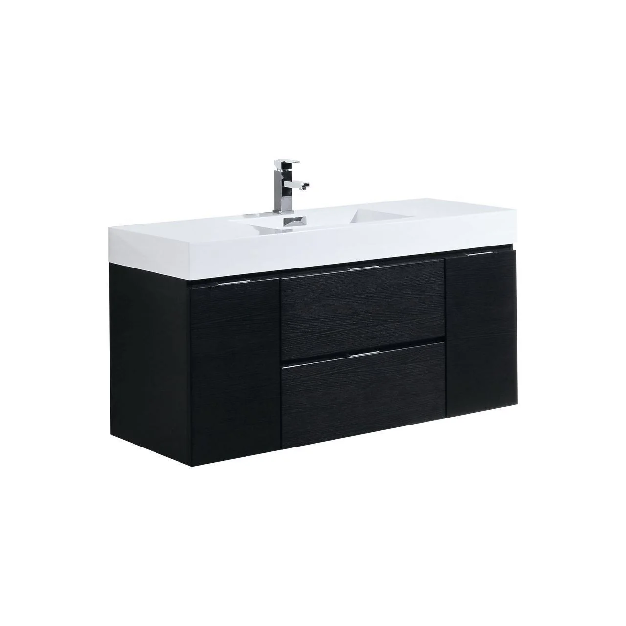 Bliss 48 in. Wall Mount Modern Bathroom Vanity - Black - Cheap Abt