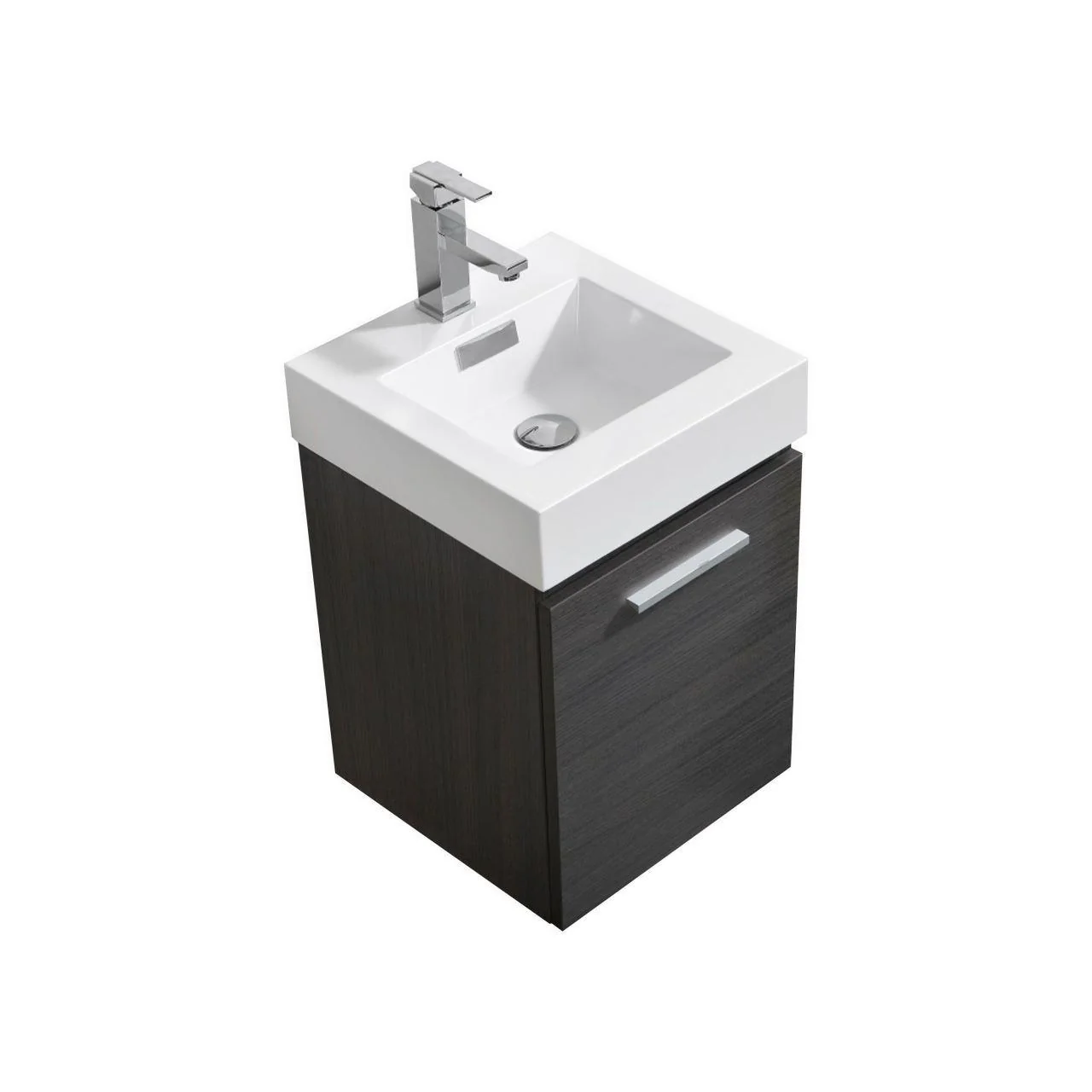 Bliss 16 in. Wall Mount Modern Bathroom Vanity - Gray Oak - Cheap Abt
