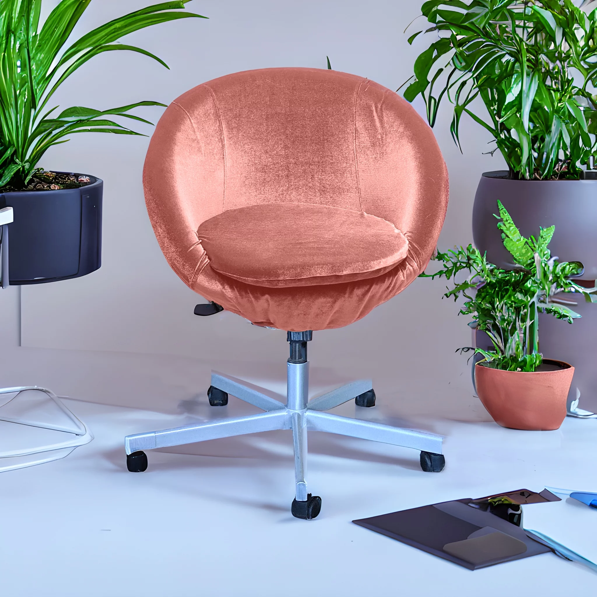 Compatible with IKEA SKRUVSTA. Velvet Blush Pink Chair Slip Cover - Cheap Abt