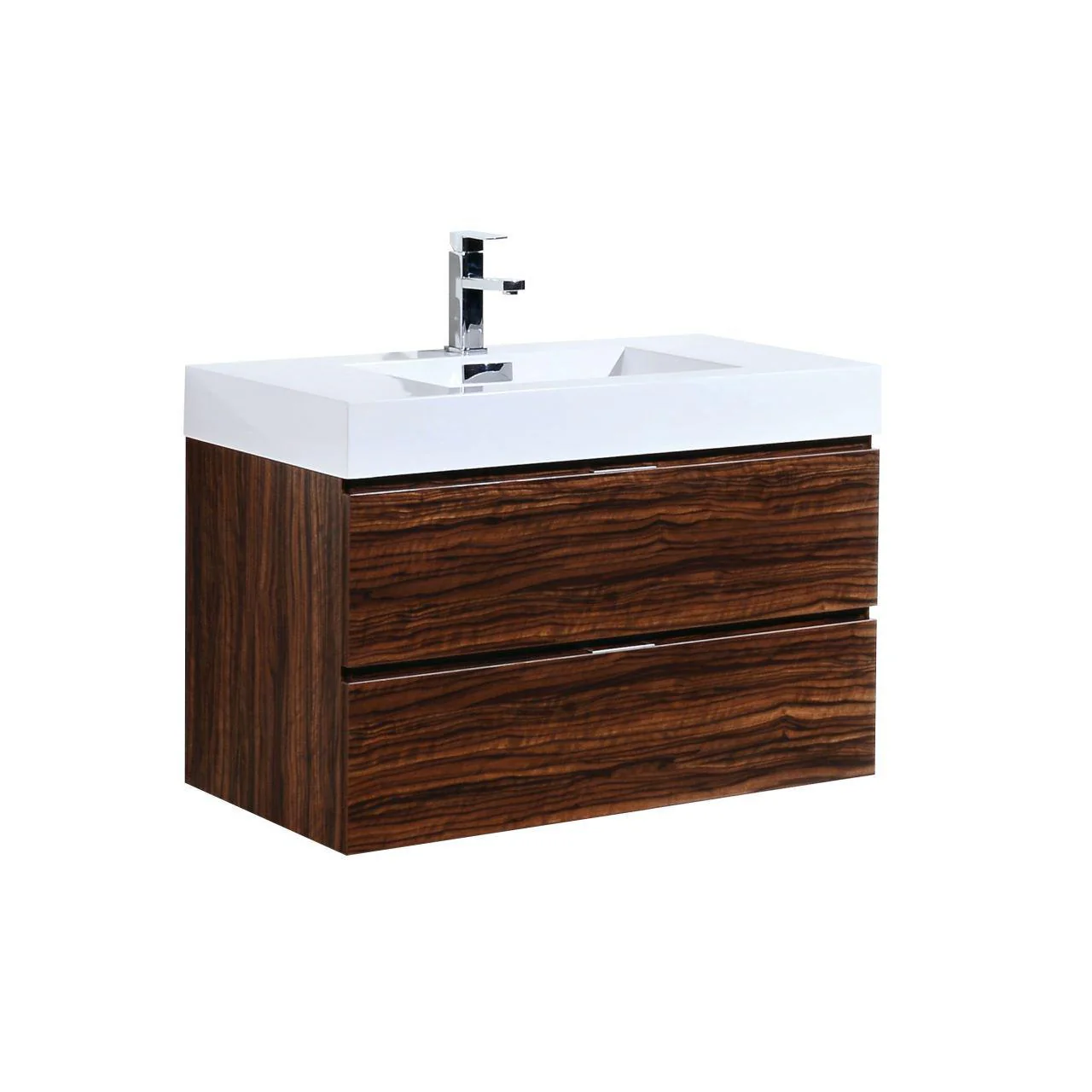 Bliss 36 in. Wall Mount Modern Bathroom Vanity - Walnut - Cheap Abt
