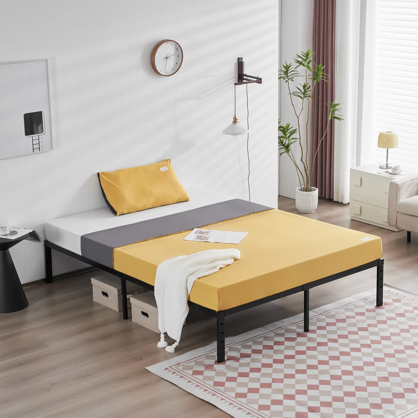 Basic Metal Platform Bed Frame. Tool-Free Installation. 14-Inch Tall. Cal-King . Black - Cheap Abt