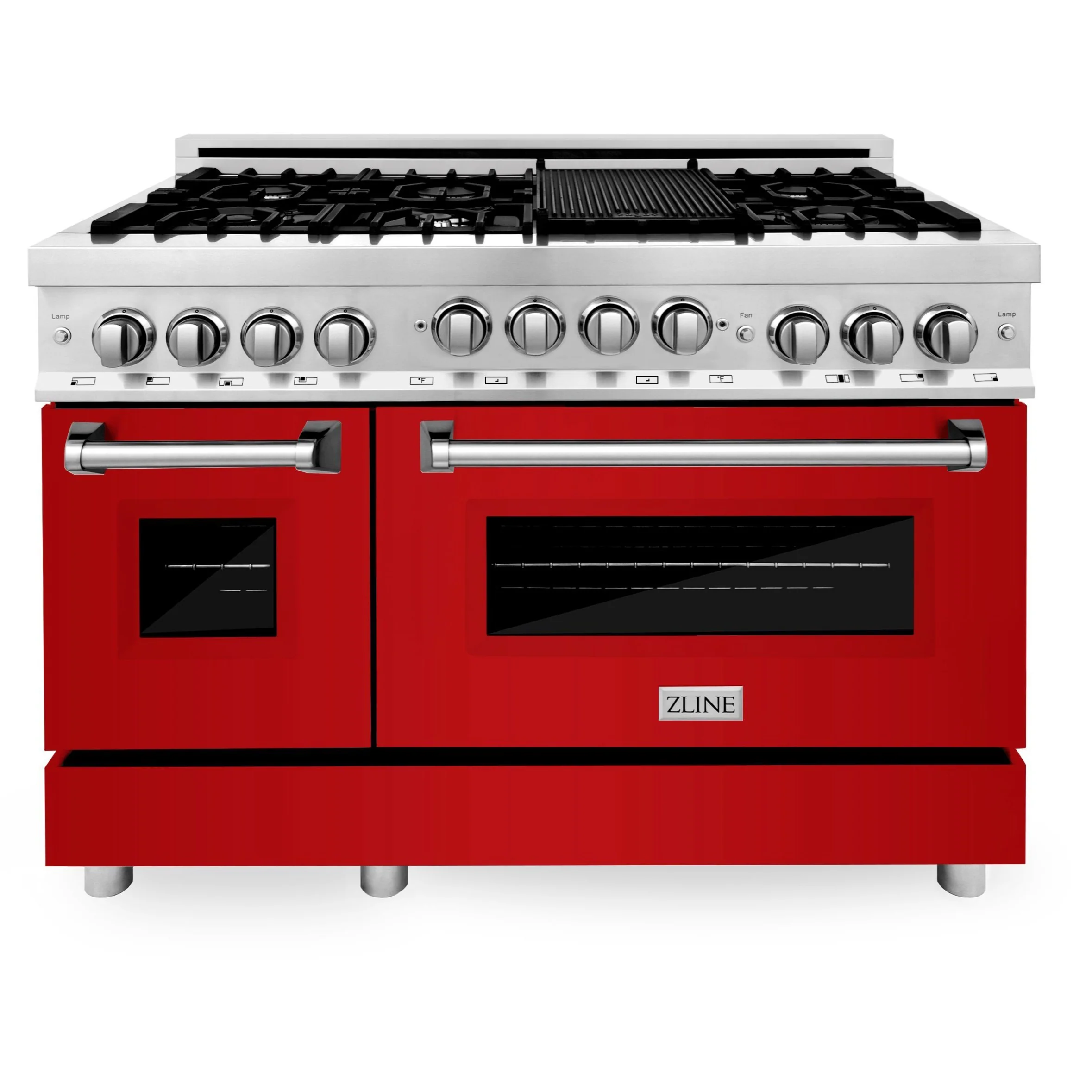 ZLINE 48 Inch 6.0 cu. ft. Range with Gas Stove and Gas Oven in Stainless Steel and Red Gloss Door, RG-RG-48 - Cheap Abt