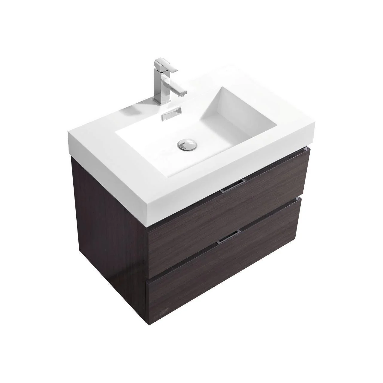 Bliss 30 in. Wall Mount Modern Bathroom Vanity - High Gloss Gray Oak - Cheap Abt
