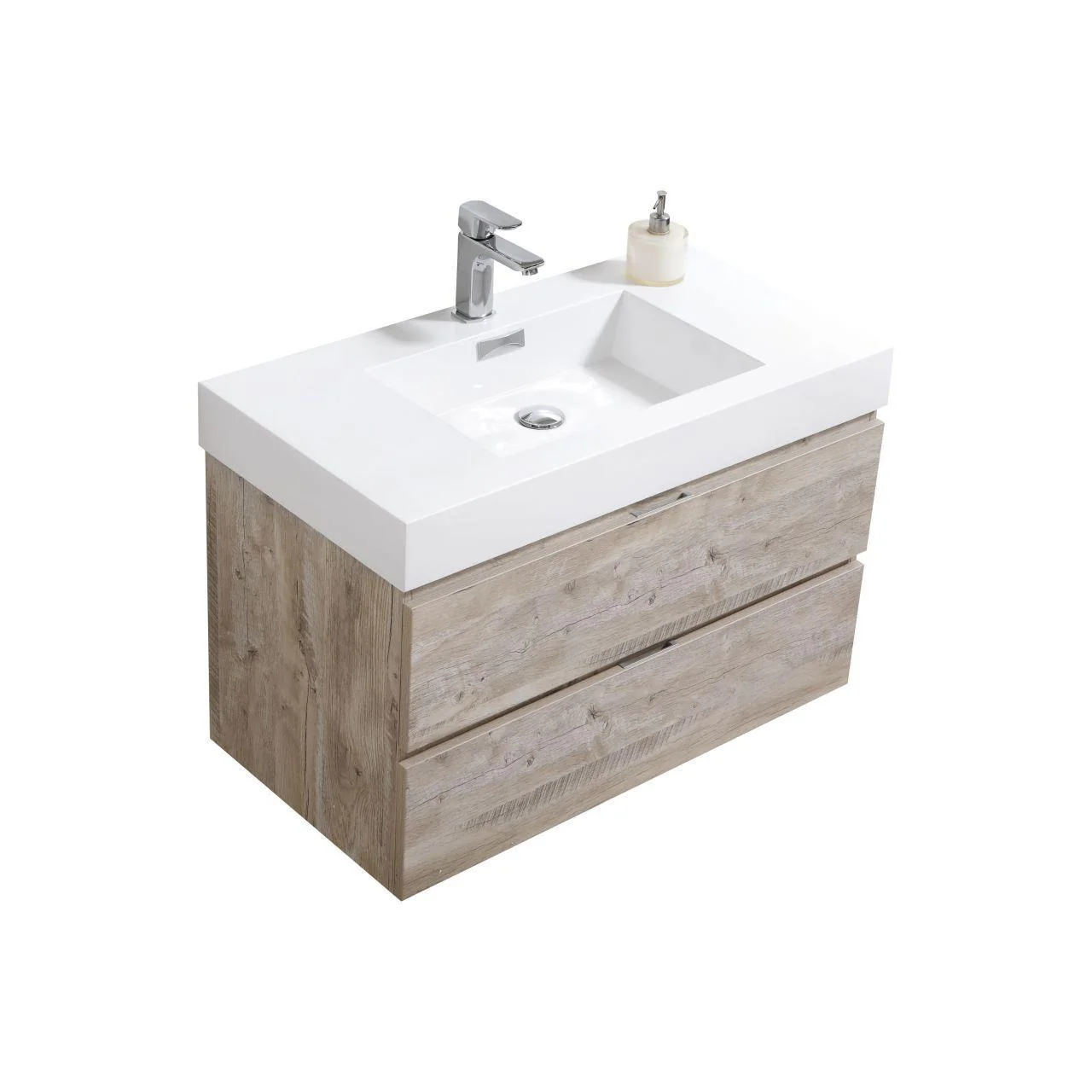 Bliss 36 in. Wall Mount Modern Bathroom Vanity - Nature Wood - Cheap Abt