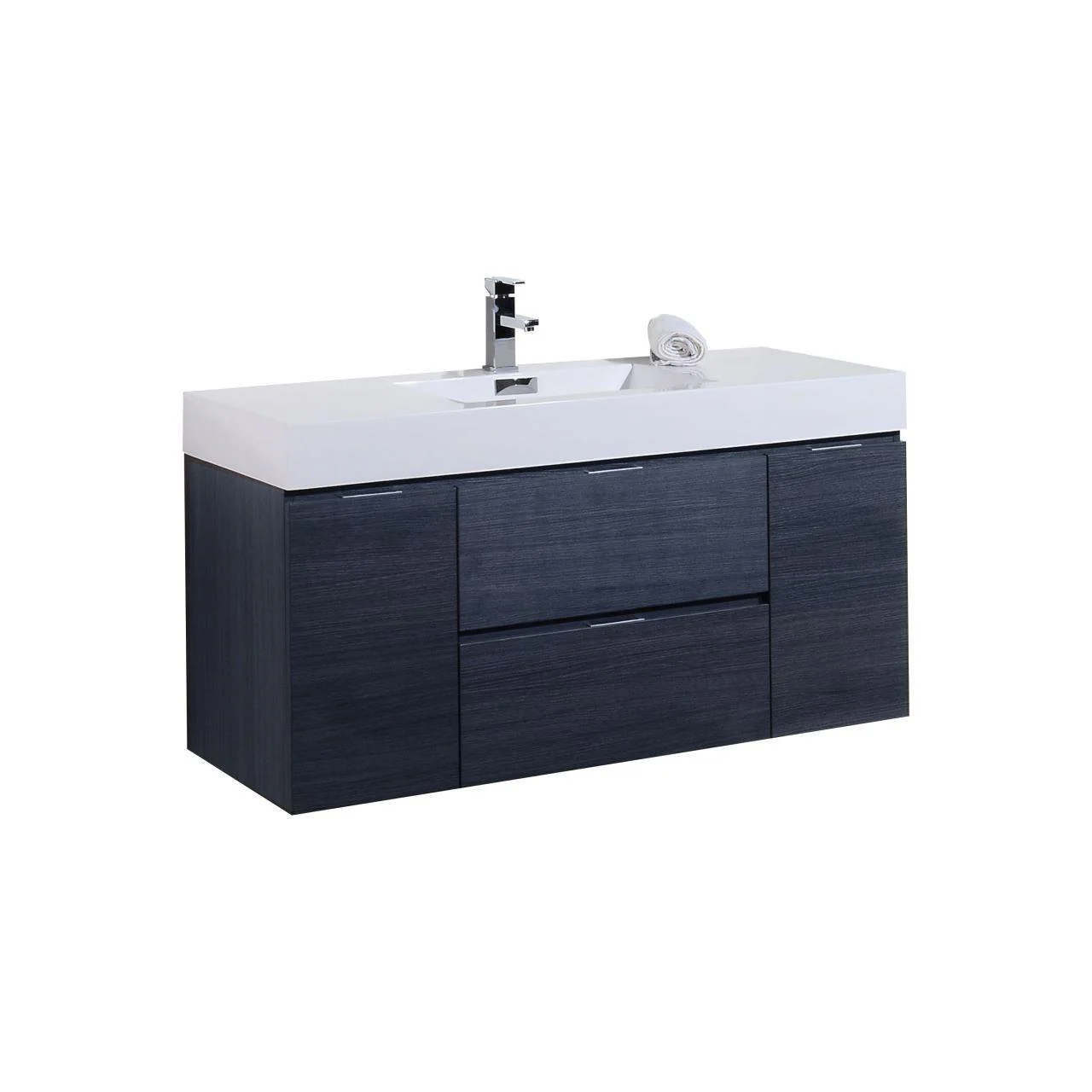 Bliss 48 in. Wall Mount Modern Bathroom Vanity - Gray Oak - Cheap Abt