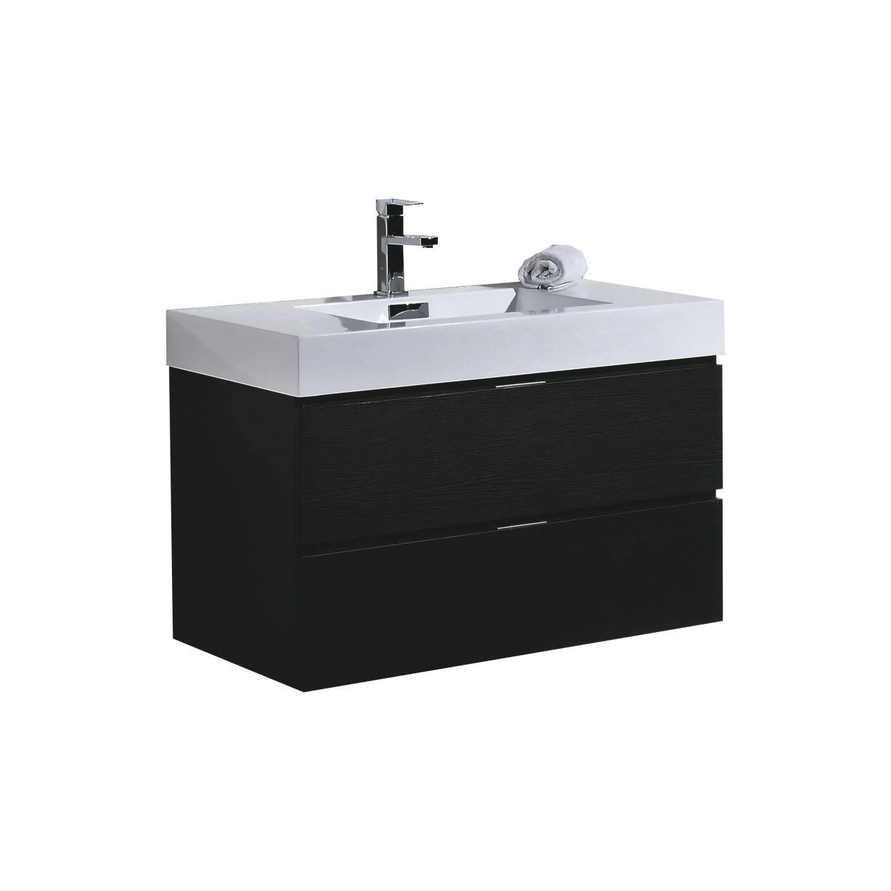 Bliss 36 in. Wall Mount Modern Bathroom Vanity - Black - Cheap Abt