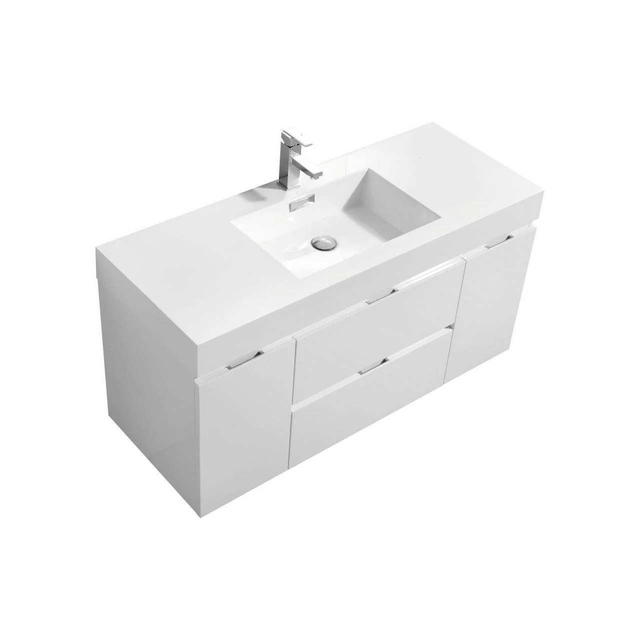 Bliss 48 in. Wall Mount Modern Bathroom Vanity - High Gloss White - Cheap Abt