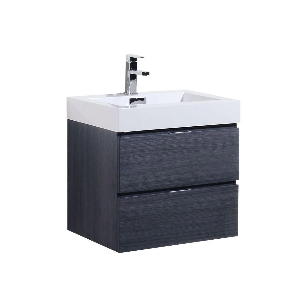 Bliss 24 in. Wall Mount Modern Bathroom Vanity - Gray Oak - Cheap Abt