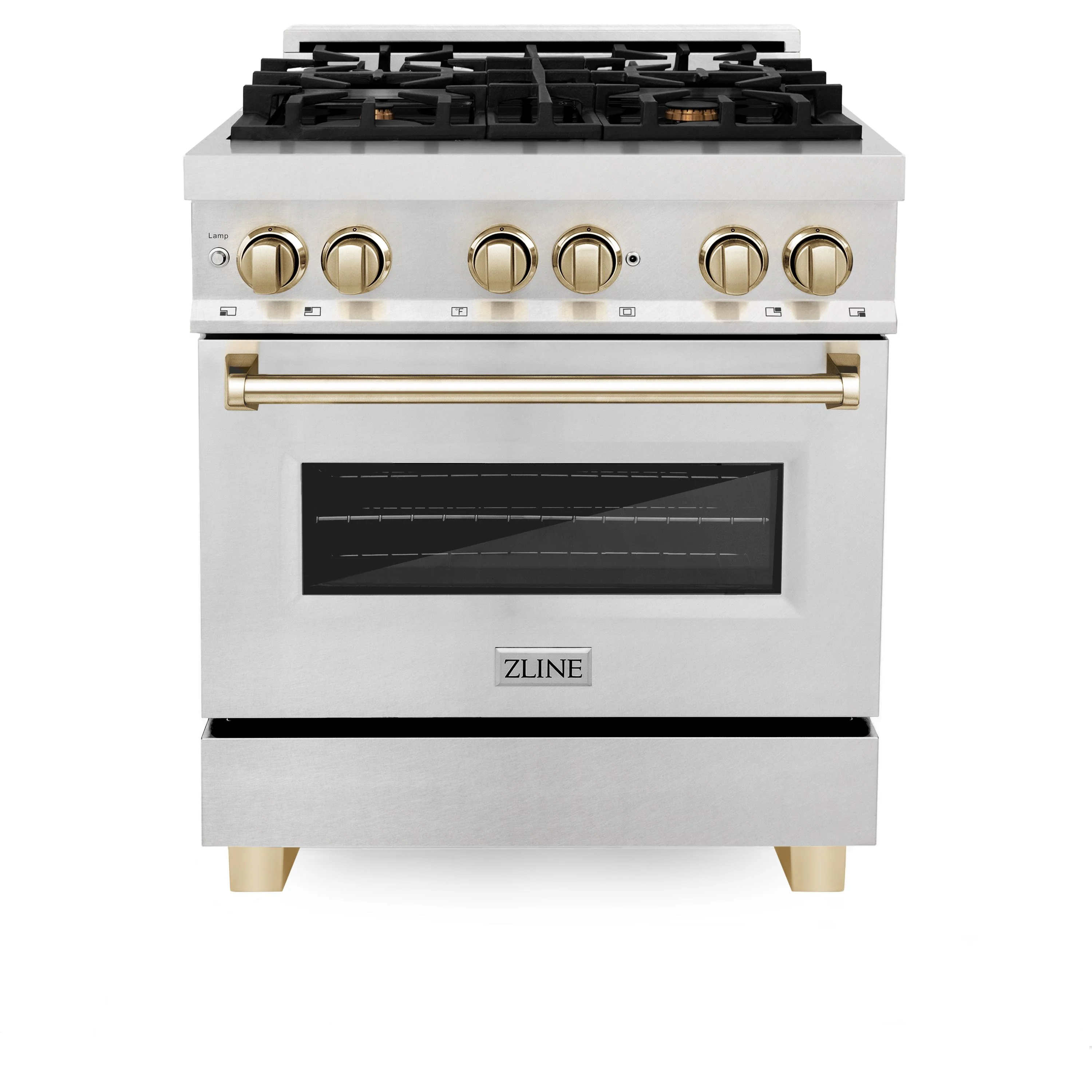 ZLINE Autograph Edition 30 in. Range with Gas Burner/Electric Oven in DuraSnow® Stainless Steel with Gold Accents, RASZ-SN-30-G - Cheap Abt
