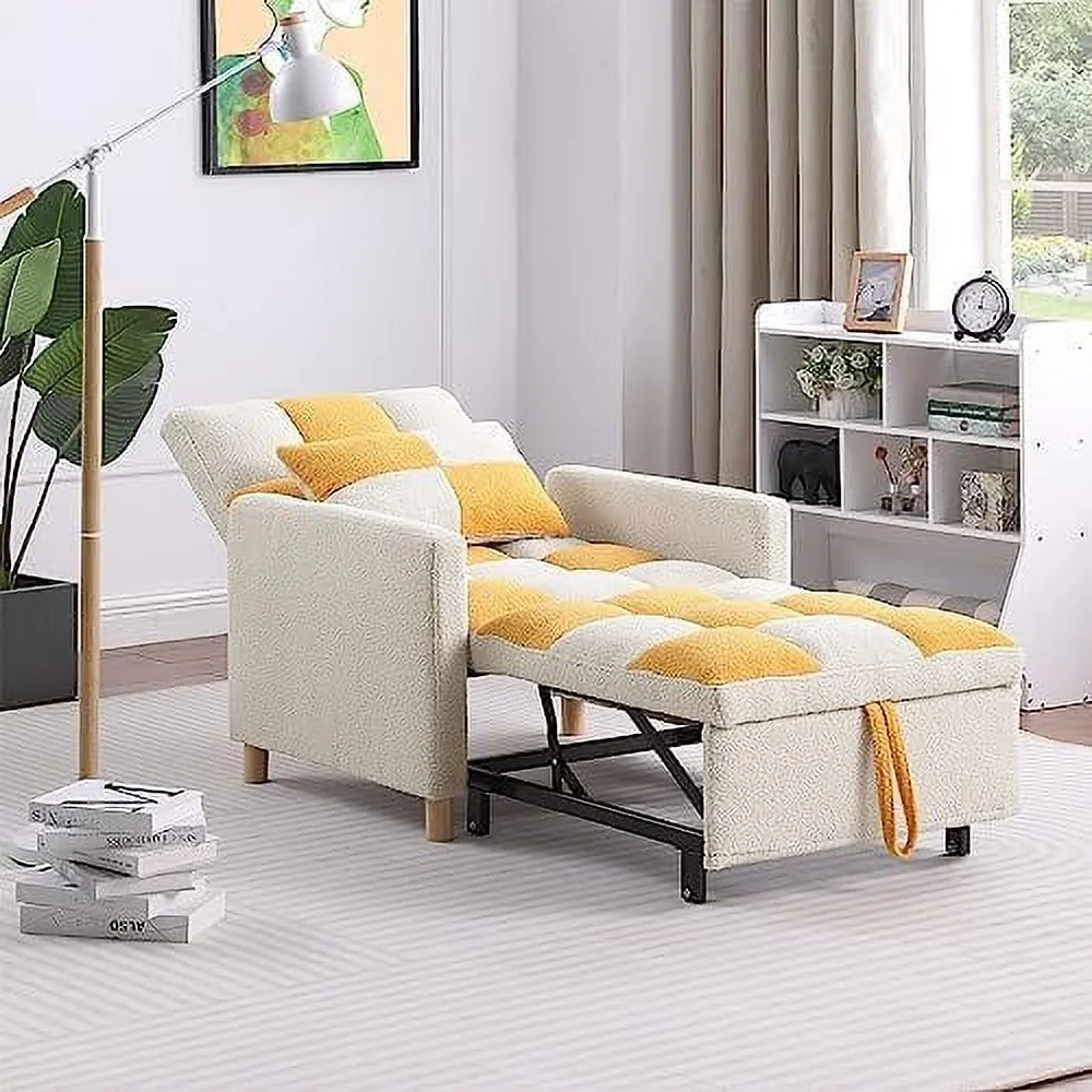 RUNFAYBIU 3 in 1 Convertible Chair Bed Sleeper Chair Bed with Pillow Adjustable Recliner pullout Sleeper Chair with Velvet Fabric for Living Room Apartment(Grey) - Cheap Abt