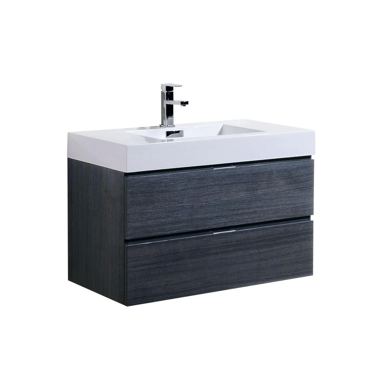 Bliss 36 in. Wall Mount Modern Bathroom Vanity - Gray Oak - Cheap Abt