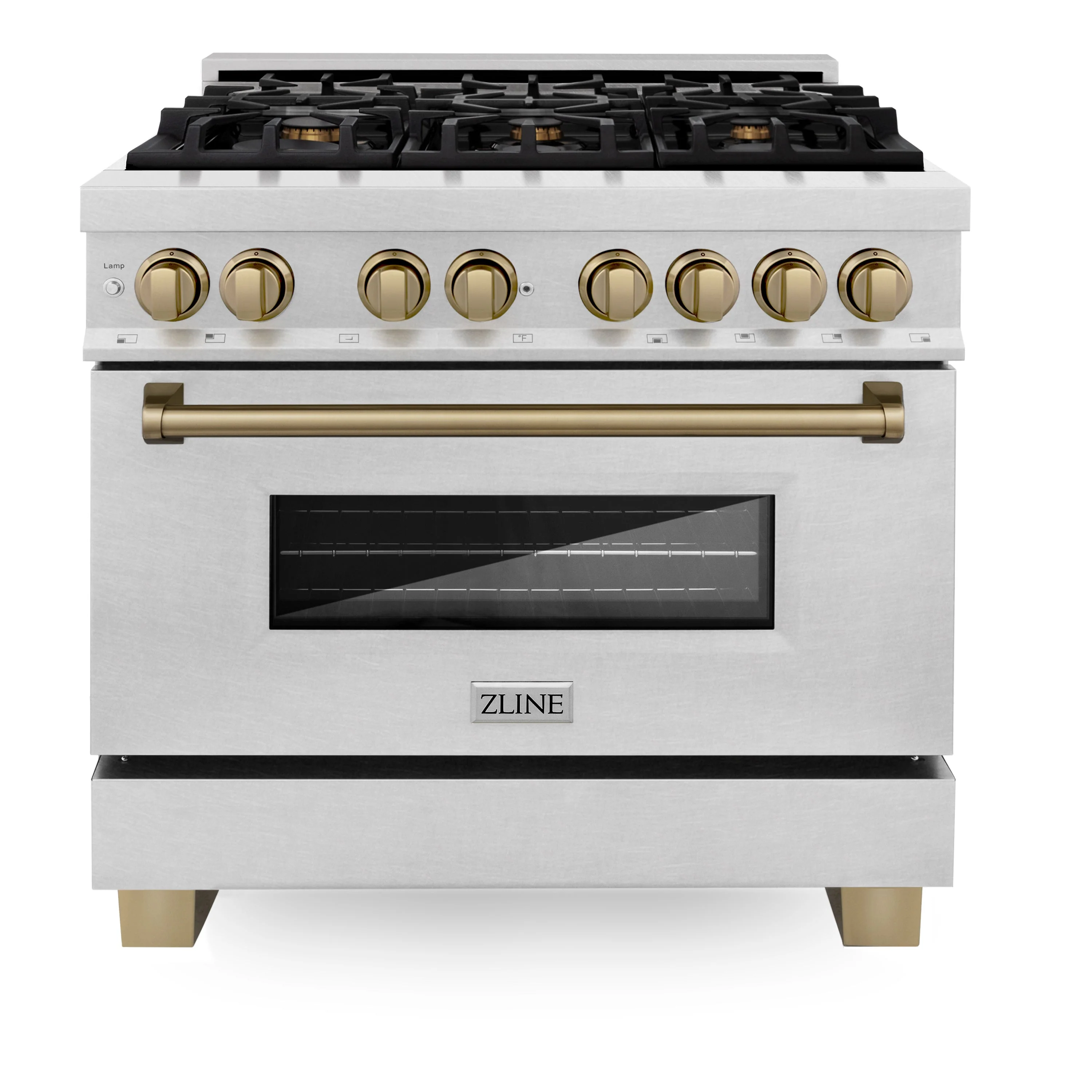 ZLINE Autograph Edition 36 in. 4.6 cu. ft. Range with Gas Stove and Electric Oven in DuraSnow® with Champagne Bronze Accents, RASZ-SN-36-CB - Cheap Abt