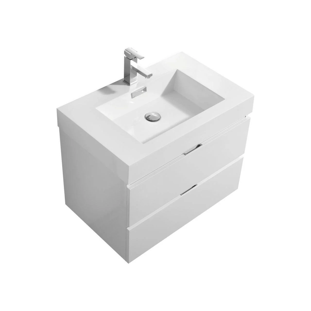 Bliss 30 in. Wall Mount Modern Bathroom Vanity - High Gloss White - Cheap Abt