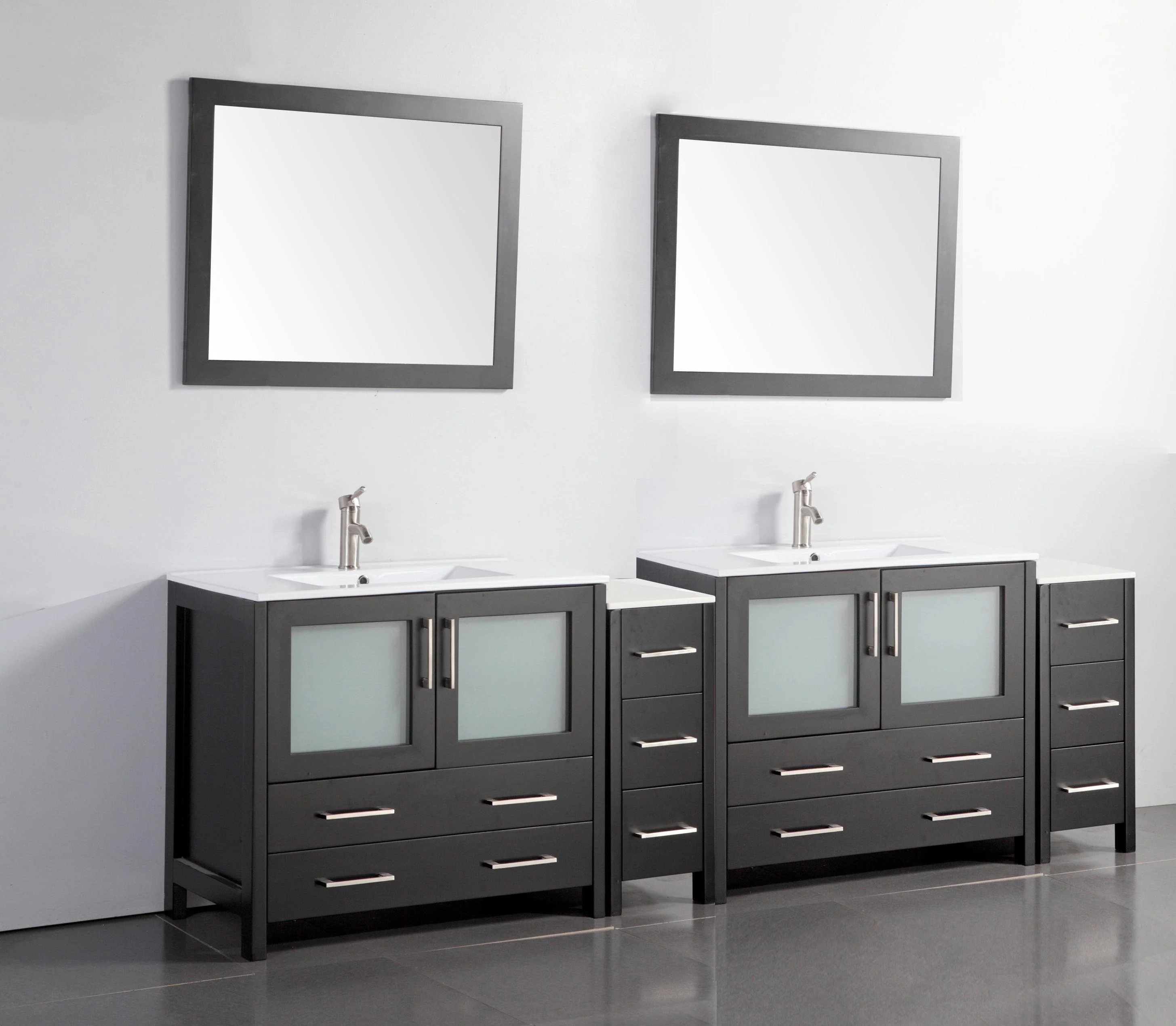 Vanity Art 96 in. Single Sink Vanity Cabinet (Wide) with Ceramic Sink & Mirror - Espresso, VA3036-96E - Cheap Abt