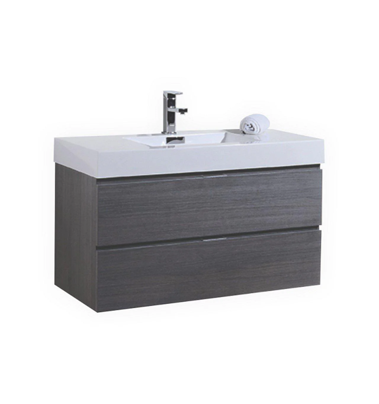 Bliss 40 in. Wall Mount Modern Bathroom Vanity - Gray Oak - Cheap Abt