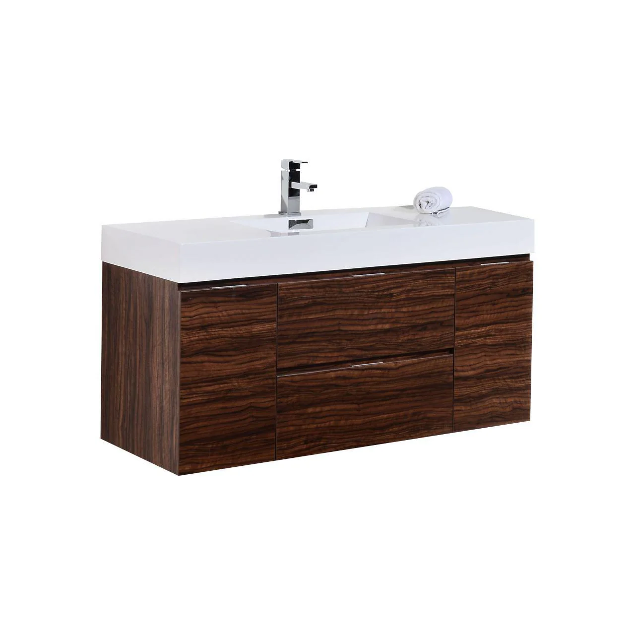 Bliss 48 in. Wall Mount Modern Bathroom Vanity - Walnut - Cheap Abt