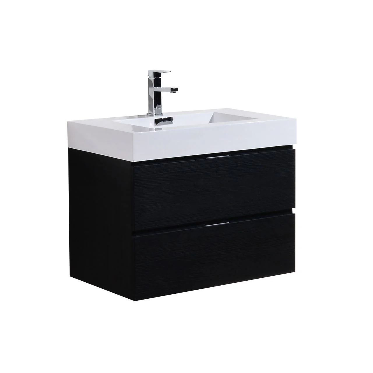 Bliss 30 in. Wall Mount Modern Bathroom Vanity - Black - Cheap Abt