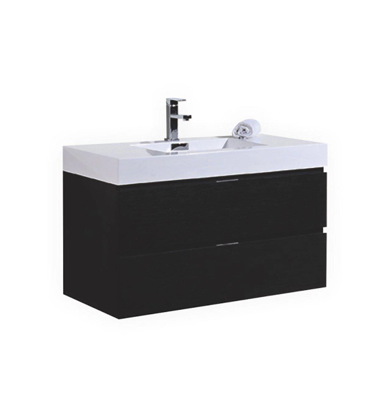 Bliss 40 in. Wall Mount Modern Bathroom Vanity - Black - Cheap Abt